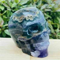 Natural fluorite quartz skull hand carved crystal healing skull 2
