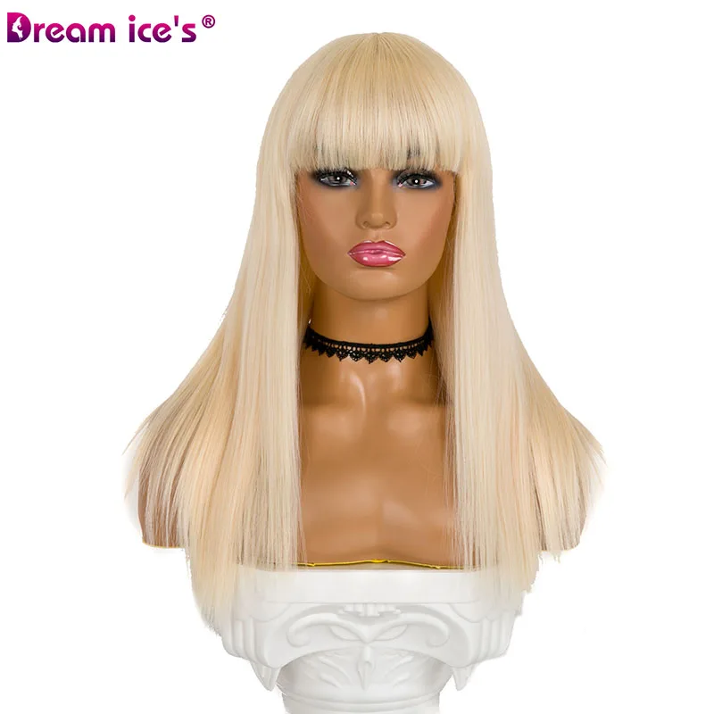#613 Synthetic black red white 17 inch long hair cosplay wigs for party events Dream ice’s - Цвет: #613