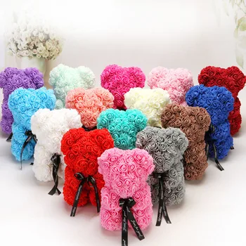 

Hot Sale 25cm Soap Foam Bear of Roses Teddi Bear Rose Flower Artificial New Year Gifts for Women Valentines Gift Christmas