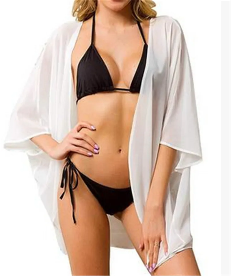Womens Chiffon Bikini Cover Up Swimwear Beach Wrap Kimono Cardigan Kaftan Summer