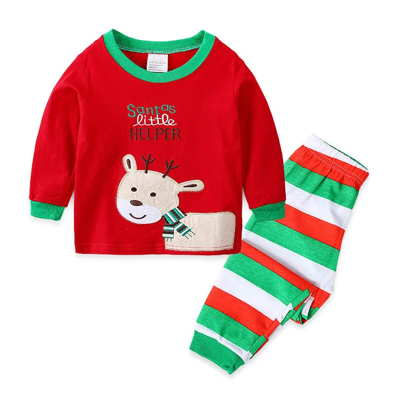 Рождественские детские пижамные комплекты г. Детская Рождественская одежда пижамы для девочек с принтом оленя, одежда для сна топы+ штаны, комплект детской одежды из 2 предметов