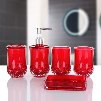 

5pcs/set Acrylic Wash Set Bathroom Accessories Set Bathroom Set bathroom kit Lovers Wedding Kit 5 Kits Toothbrush Holder