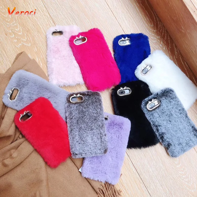 

Fur Case for Xiaomi Redmi Note 7 5 6 Pro 5A Prime Redmi 7 7A 6A 5 Plus K20 Pro CC9 CC9E 9T Rabbit Case Cover Stripe Capa