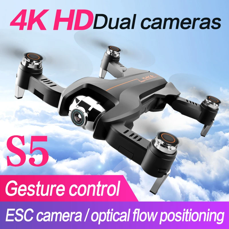 S5 4K Dual Camera Quadcopter Drone With Camera Foldable Quadcopter With Optical-Flow Adjustable Ang