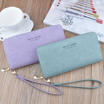 

Hot New Ladies Wallet Long Zipper Clutch Large Capacity Wallet Simple Retro Mother Soft Wallet Mobile Phone Bag Standard Wallets
