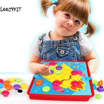 

CYSINCOS 3D Puzzle Toys For Children Creative Mosaic Mushroom Nail Kit Buttons Art Assembling Kids Enlightenment Educational Toy