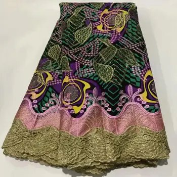 

High quality Nigerian printed wax lace fabrics African guipure laces 100% cotton embroideried for Ankara wax fabric 6yards!AE-90
