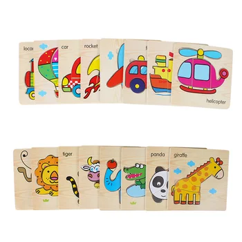 

Animal Traffic Puzzle Intelligence Kids Children Educational Toy8Pcs/Lot Baby 3D Puzzle Jigsaw Wooden Toys For Children Cartoon