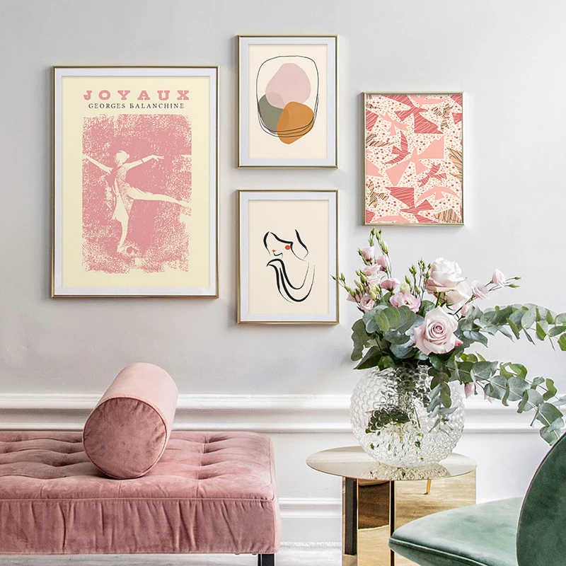 

Abstract Girl Line Drawing Picture Home Decor Modern Wall Art Leaves Birds Canvas Painting Poster and Print for Living Room