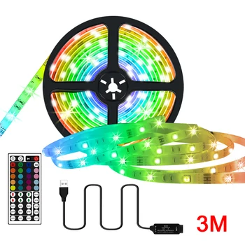 

USB Connection Bluetooth Remote Control Home Wedding Party LED Strip Light TV Backlight Ribbon 44 Keys RGB 5050 Music Sync DC5V