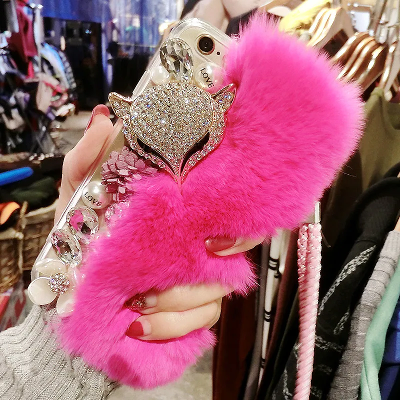 Fur Rhinestone Case For Huawei Y5P Y6P Y7P Y8P Y9S Y6S Y5 Y6 Prime Y7 Pro 2018 Y9 2019 2020 Luxury Bling Hot Phone Cover Coque | Мобильные