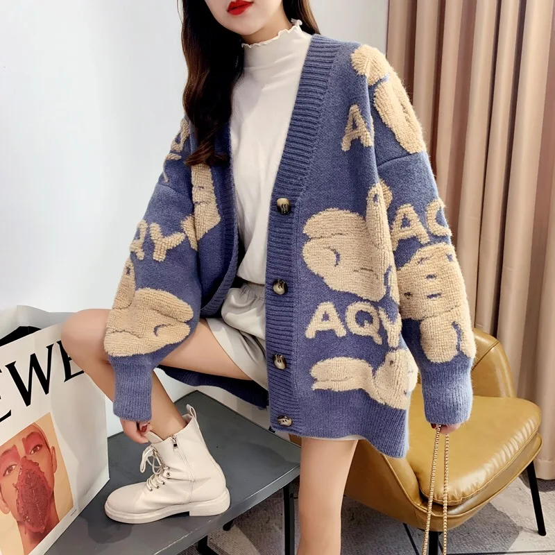 Wool Vintage Cute Teddy Bear Sweater 