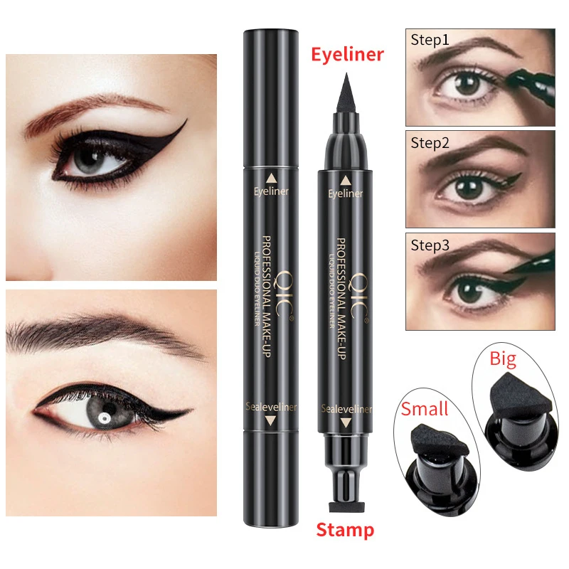 CE068 Double-headed Stamps Eyeliner Cosmetic Waterproof Black Eye Liner Pencil Seal Fast Dry Liquid Makeup Tool