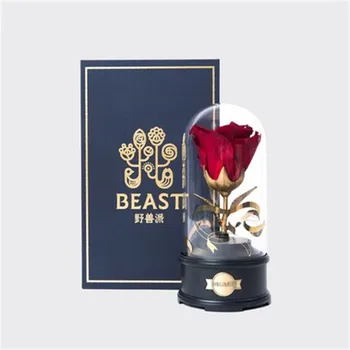 

Red Rose Glass cover music crystal ball Home Decor Dried flowers birthday wedding gift Action Figure Collectible Model Toy