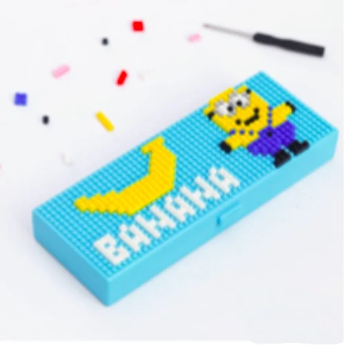 DIY мультфильм милый ABS строительные блоки пенал для карандашей ящик начальной школы детский подарок пенал - Цвет: 012
