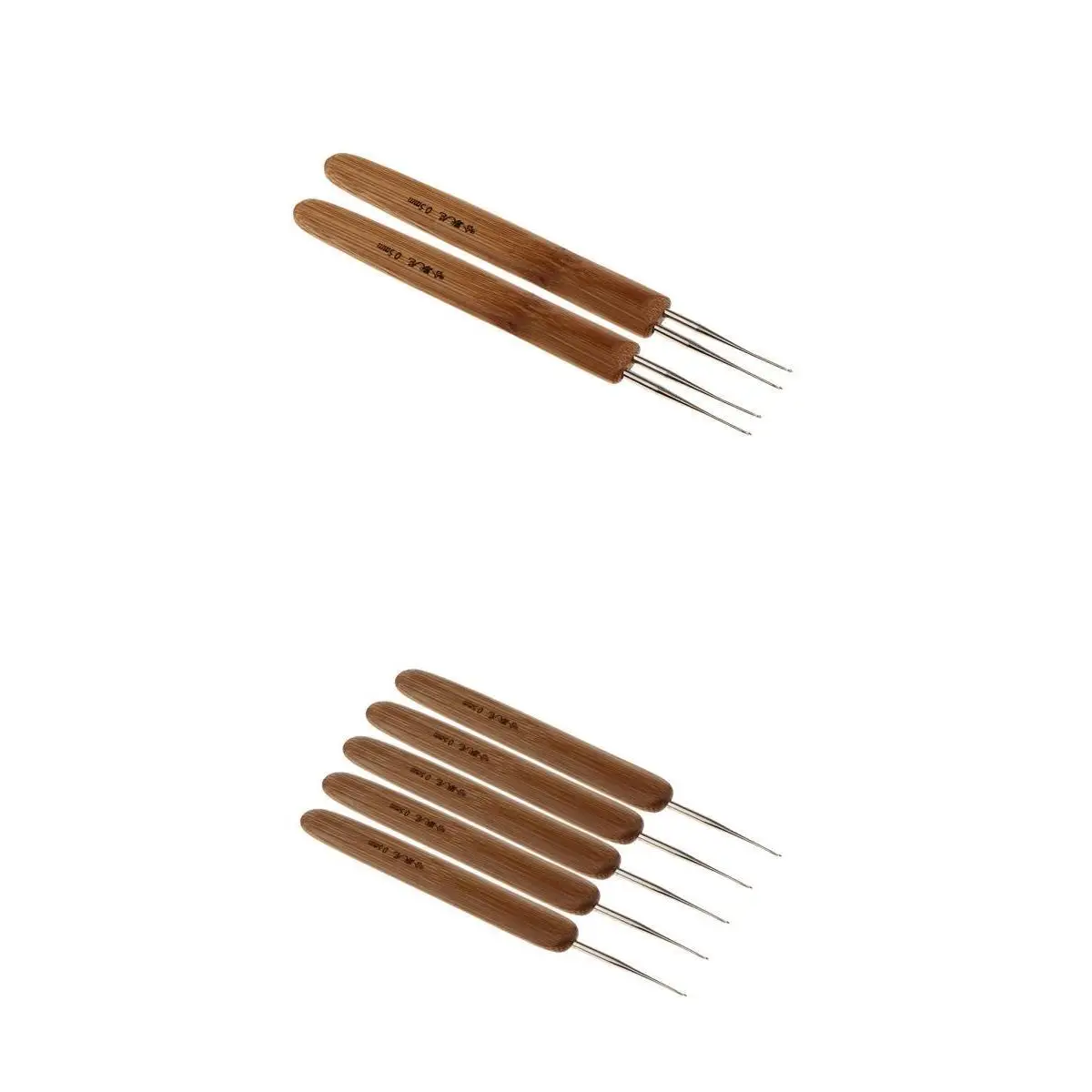 7pcs/Set Crochet Hooks 0.5mm with Wooden Handle Crochet Needles for Hair Dread lock Needle Tool for Hair Braid Craft