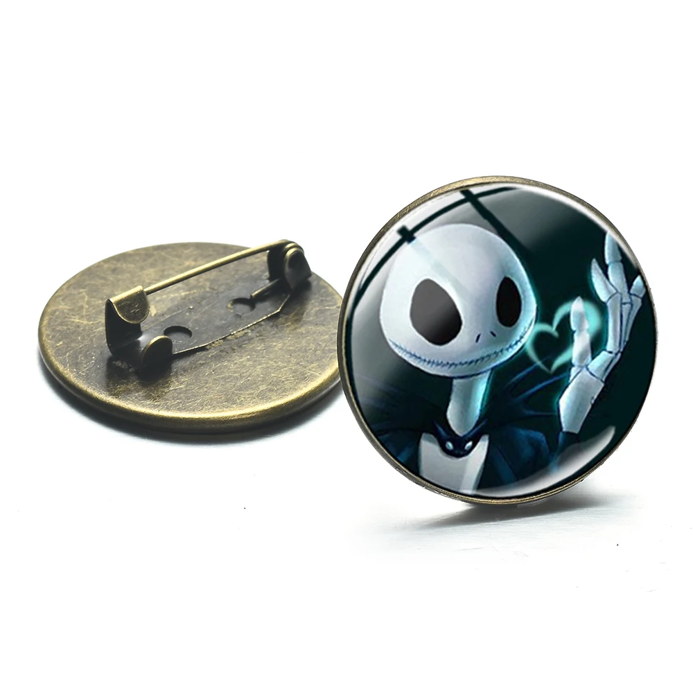 Style 5 SIAN Hot Jack Skellington брошь в стиле аниме булавки Кошмар перед Рождеством Серебряная бронзовая Салли Броши Стекло Круглый рюкзак значки - Окраска металла: Style 5