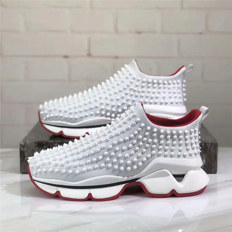 Stylesowner модные популярные женские кроссовки с заклепками, обувь на плоской подошве, женская обувь на платформе, криперы, эспадрильи, женские кроссовки на плоской подошве - Цвет: Белый