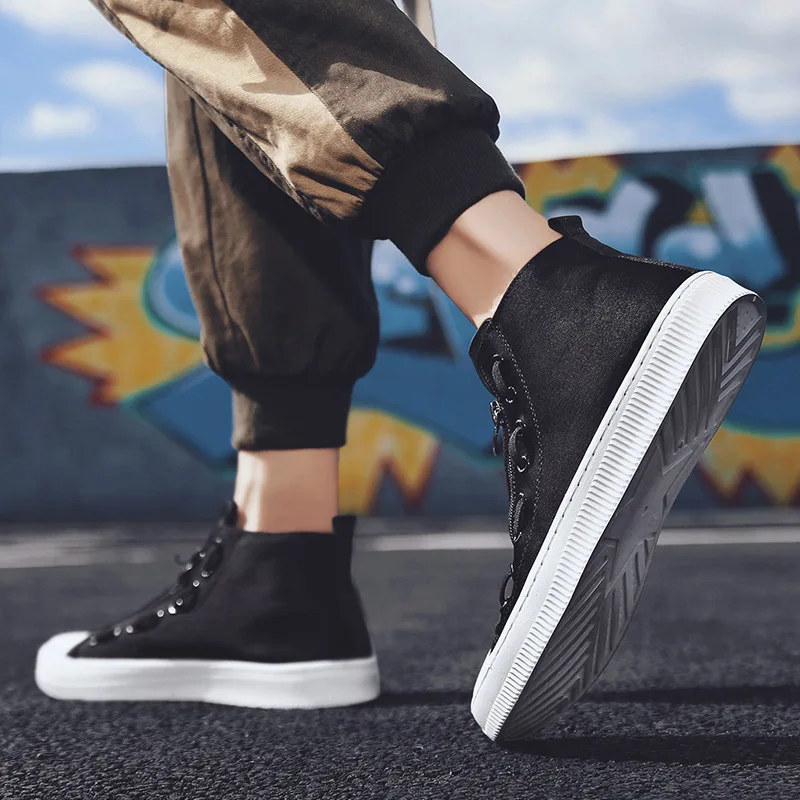 

2020 Spring New Style Men's Large Size Casual Shoes Versatile Cool Spring Canvas Hight-top MEN'S Flat Shoes