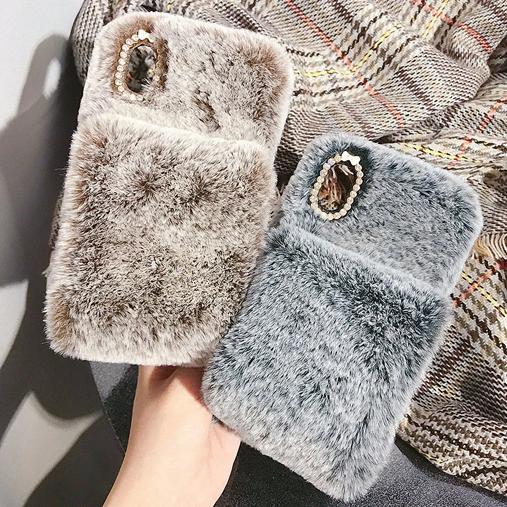 LLZ.COQUE перчатки мех плюшевый Алмазный чехол для телефона для IPhone 11 Pro XS Max XR X 6 6S Plus 5 5S SE 7 8 Plus теплый меховой чехол