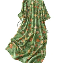 Новинка года; сезон весна-осень; оригинальное платье Sufeng butter зеленого цвета; шелковое платье средней длины со шнуровкой и жареным принтом