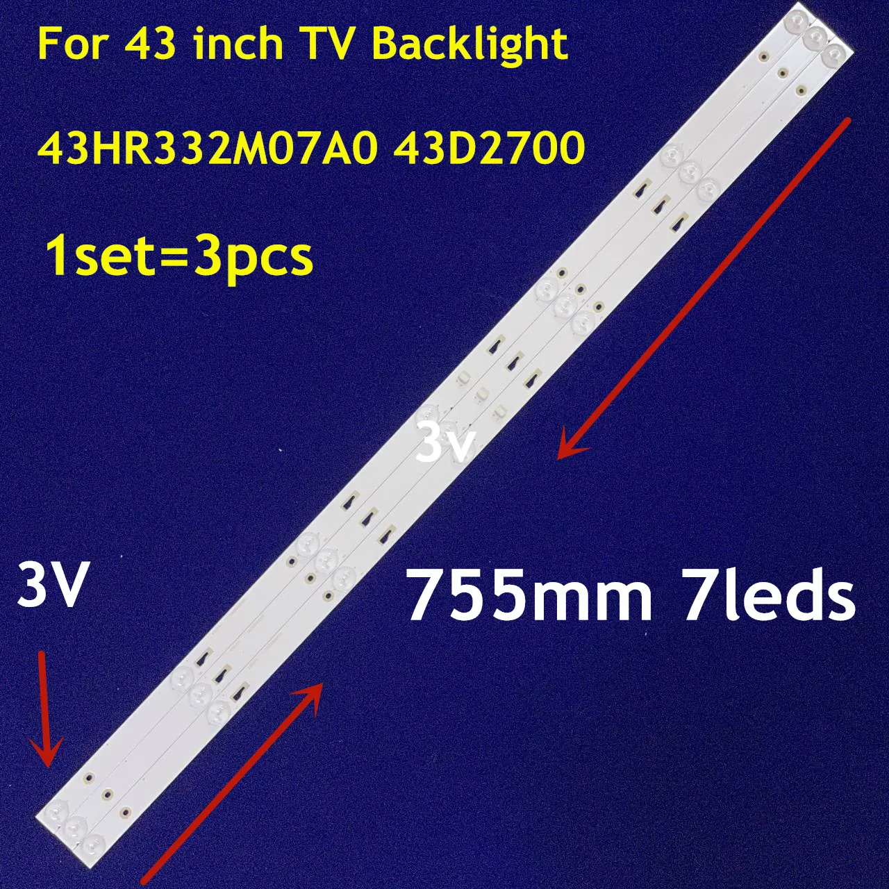 

New 10Set=30PCS LED Backlight Strip 43D2700 43A9000 43HR332M07A0 V2 4C-LB430T-HR1CK LC430DUY-SHA1