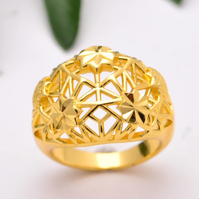 Gold PNG India Hollow out Ring For Women Round Gold Color Rings for Woman  Man Arab wedding Engagement Gift - AliExpress