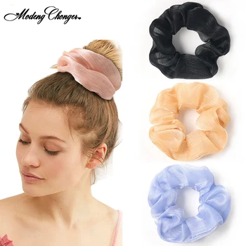 

High Quality Silky Satin Organza Hair Scrunchies For Women Elastic Hair Bands Ponytail Holder Girl Hair Rope New Hair Accessorie