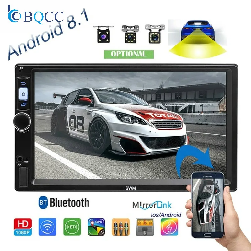 cheap 2din Car Radio Android8.1 multimedia player digital Mp5 Player with Bluetooth WIFI GPS FM AM Receiver Suppport Rear Camera