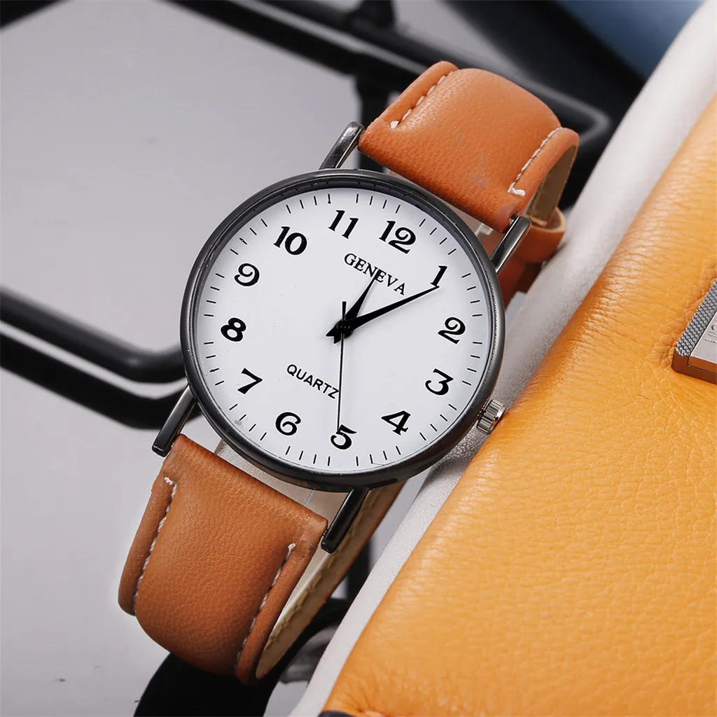 Women's Watch Luxury Male Female Quartz Men Watches Stainless Steel Dial Leather Strap Bracelet Casual Ladies Girls Clock Gifts afbeelding