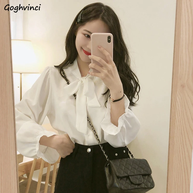 Women Blouses Chiffon White Shirts Bow Flare Sleeve V-neck Korean Style Sweet Elegant Draped Office Ladies Spring Leisure Chic Women Blouses Chiffon White Shirts Bow Flare Sleeve V-neck Korean Style Sweet Elegant Draped Office Ladies Spring Leisure Chic
