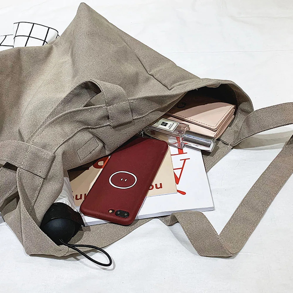 Handbag Female Canvas Shoulder Korean Student Lazy Canvas Bag Harajuku Large Capacity Shopping Bag