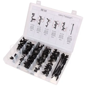 

54pcs Wiring Harness Wire Clips Assortment Conduit Black Six Kinds Nylon