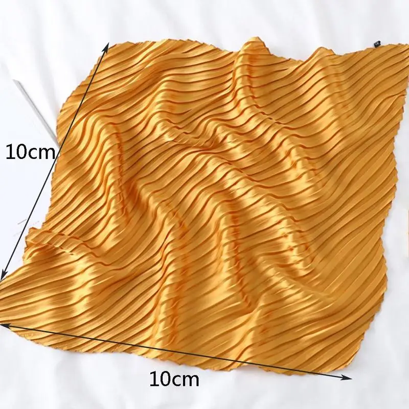 Сморщенная шелковая атласная лента для волос плиссированный эластичный квадратный шейный шарф Женская мода мнущийся шейный платок