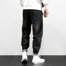 Модные уличные мужские джинсы свободного кроя в стиле ретро, черные синие штаны-шаровары Hombre, большие размеры 28-42, корейский стиль, хип-хоп джинсы для мужчин