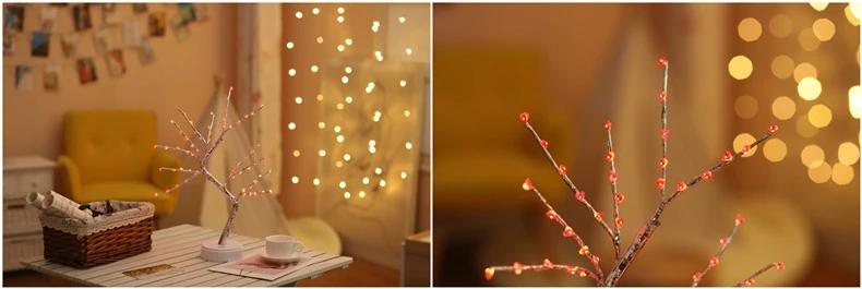 ASTRORA, Рождественский медный провод, ветка дерева, сенсорный выключатель, светодиодный ночник, пять стилей, фестиваль, для гостиной, спальни, подарок