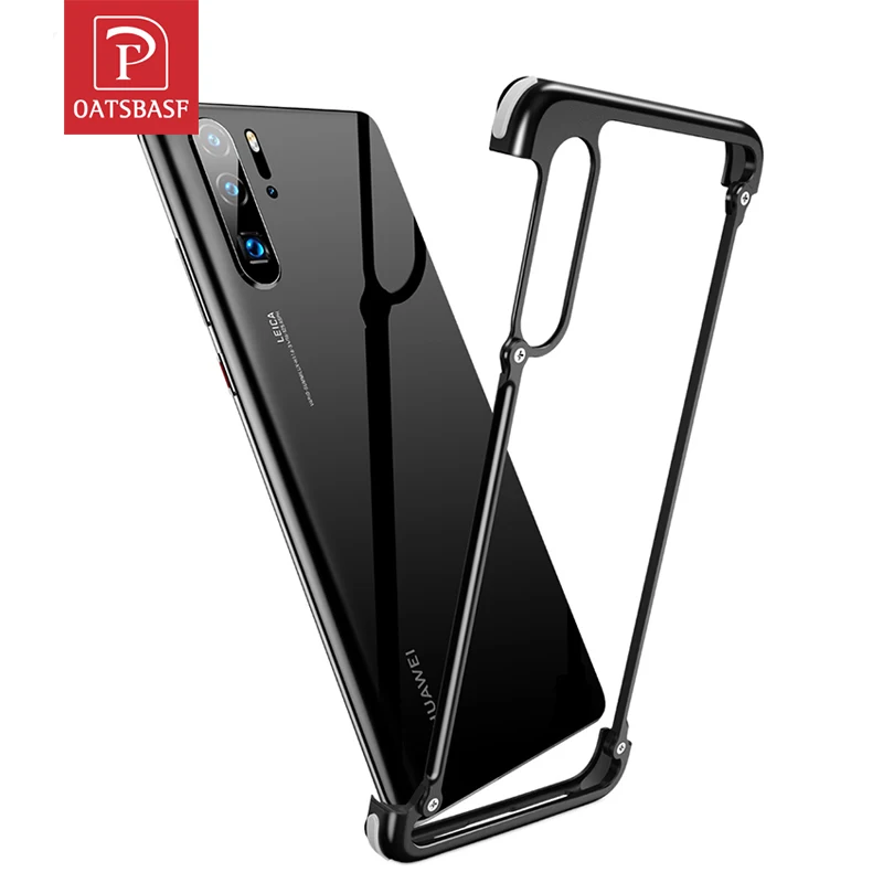 OATSBASF with Airbag Metal Frame shape phone Case For Huawei P30 P30 Pro luxury phone bumper Anti-drop And Shockproof Phone Case