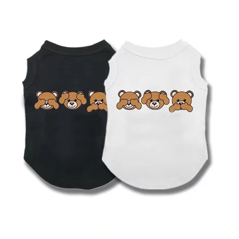 

Spring Summer Dog Cotton Vest for Small Dogs Bear Printing Vest Tshirt for Cat Chihuahua Apparel XS-4XL