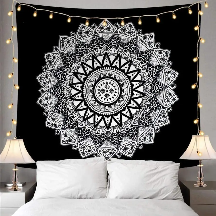 Белый черный солнце луна мандала гобелен настенный небесная стена хиппи стены