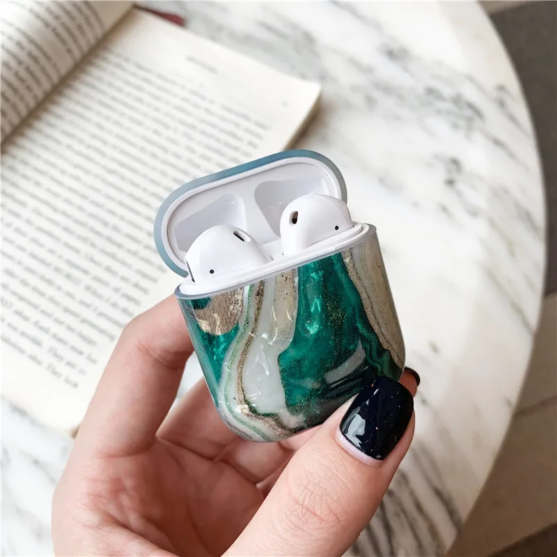 Роскошный Мраморный чехол для Airpods симпатичный силиконовый Bluetooth наушников Airpod 2