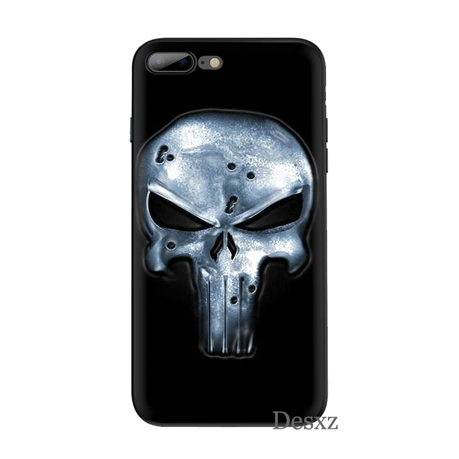 Чехол для телефона для iPhone 7, 8, 6s, 6 Plus, iPhone 11 Pro, X, XR, XS, Max, 5, SE, 5S, Модный чехол Marvel, Каратель, закаленное покрытие