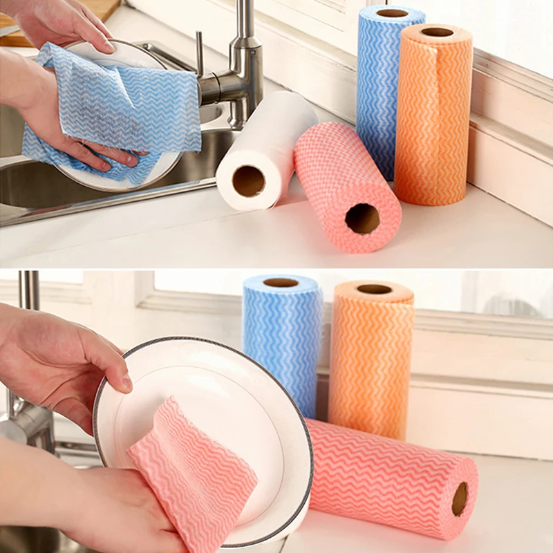 50pcs/roll Disposable Dish Cloths Multi-purpose Non-woven Cleaning Towel  Reusable Bamboo Towels For Kitchen Towel Dishes Cloth - AliExpress