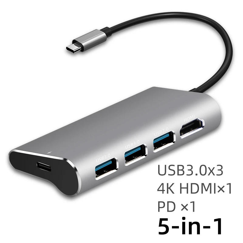 IHaitun USB концентратор C для нескольких USB 3,0 4K HDMI адаптер док-станция док станция для Macbook Pro type C PD VGA SD TF DC3.5 для huawei 30 samsung порт 3,1 - Цвет: 5-in-1