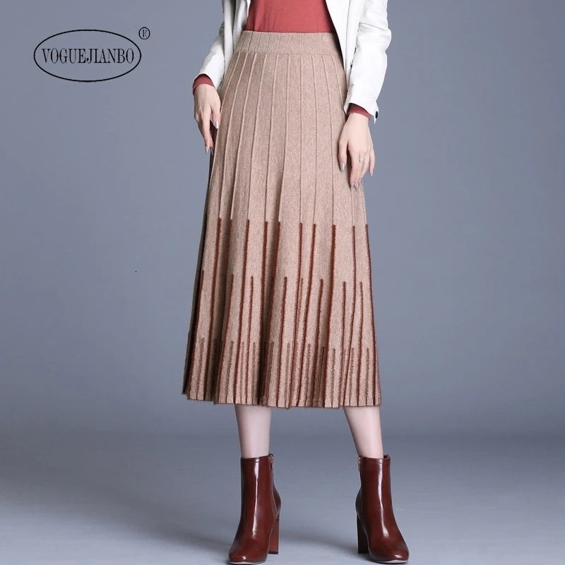 Новинка, зимняя вязаная юбка, большая, с имитацией крепа, с принтом, сексуальная юбка, vestidos elegantes, офисная одежда, tailleur jupe