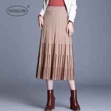 Новинка, зимняя вязаная юбка, большая, с имитацией крепа, с принтом, сексуальная юбка, vestidos elegantes, офисная одежда, tailleur jupe