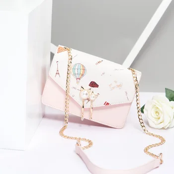 

Purses and Handbags Fashion Chains Bags for Women Simple Cartoon Printing Handbags Shoulder Portable Bags Cute Small Square Bags