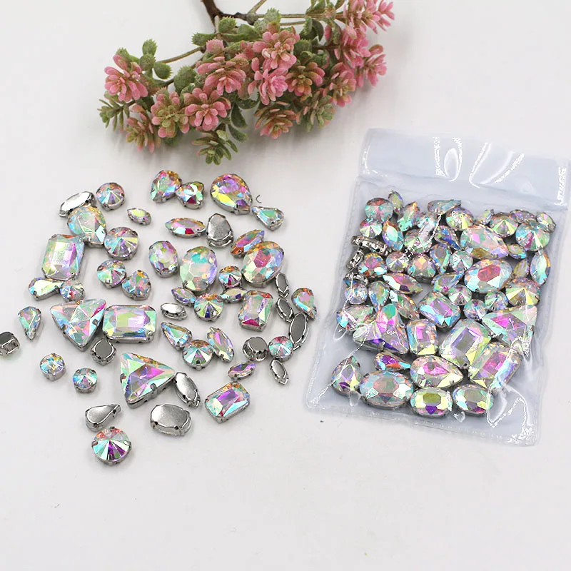 

NEW Clothing accessories mixed shape crystal AB sew on claw glass rhinestones for wedding decoration/dress