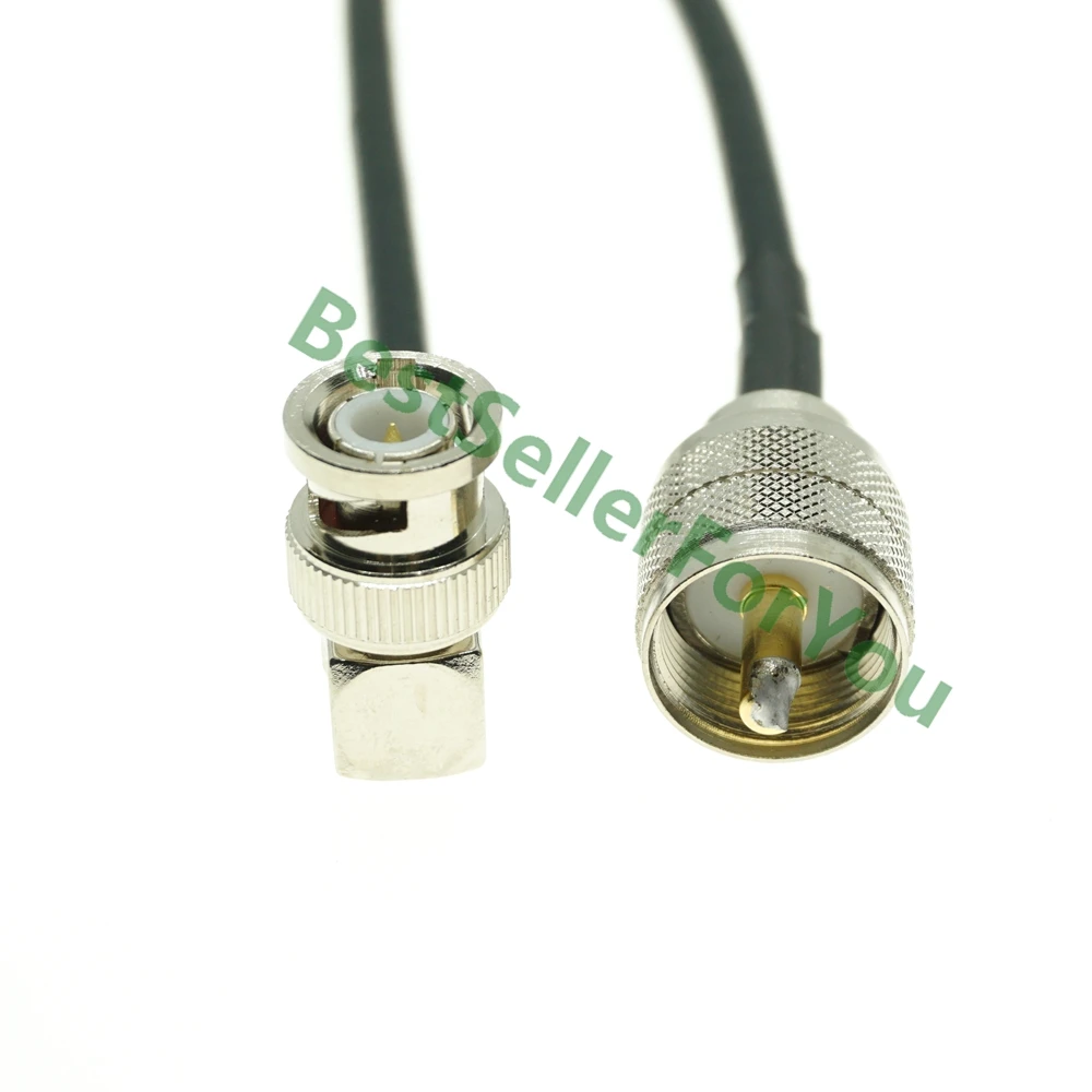 UHF мужской PL-259 PL259 штекер BNC правый угол джемпер косички коаксиальный RG58 кабель