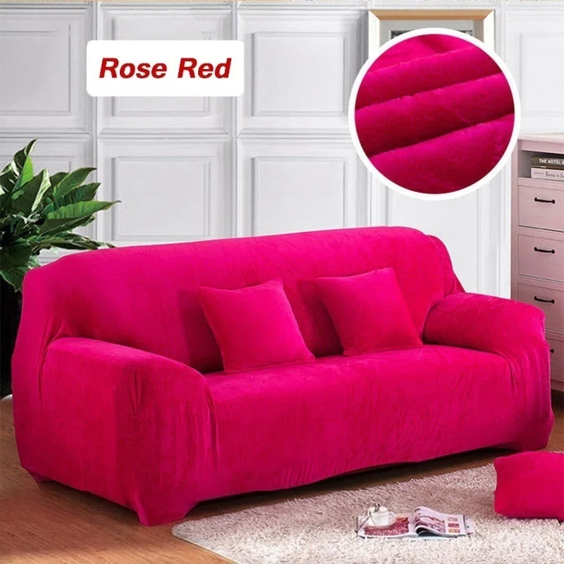 Rose Red 1-4 чехлы для диванов из толстого плюша Ретро чехлы для диванов мягкие чехлы для диванов - Цвет: Rose Red