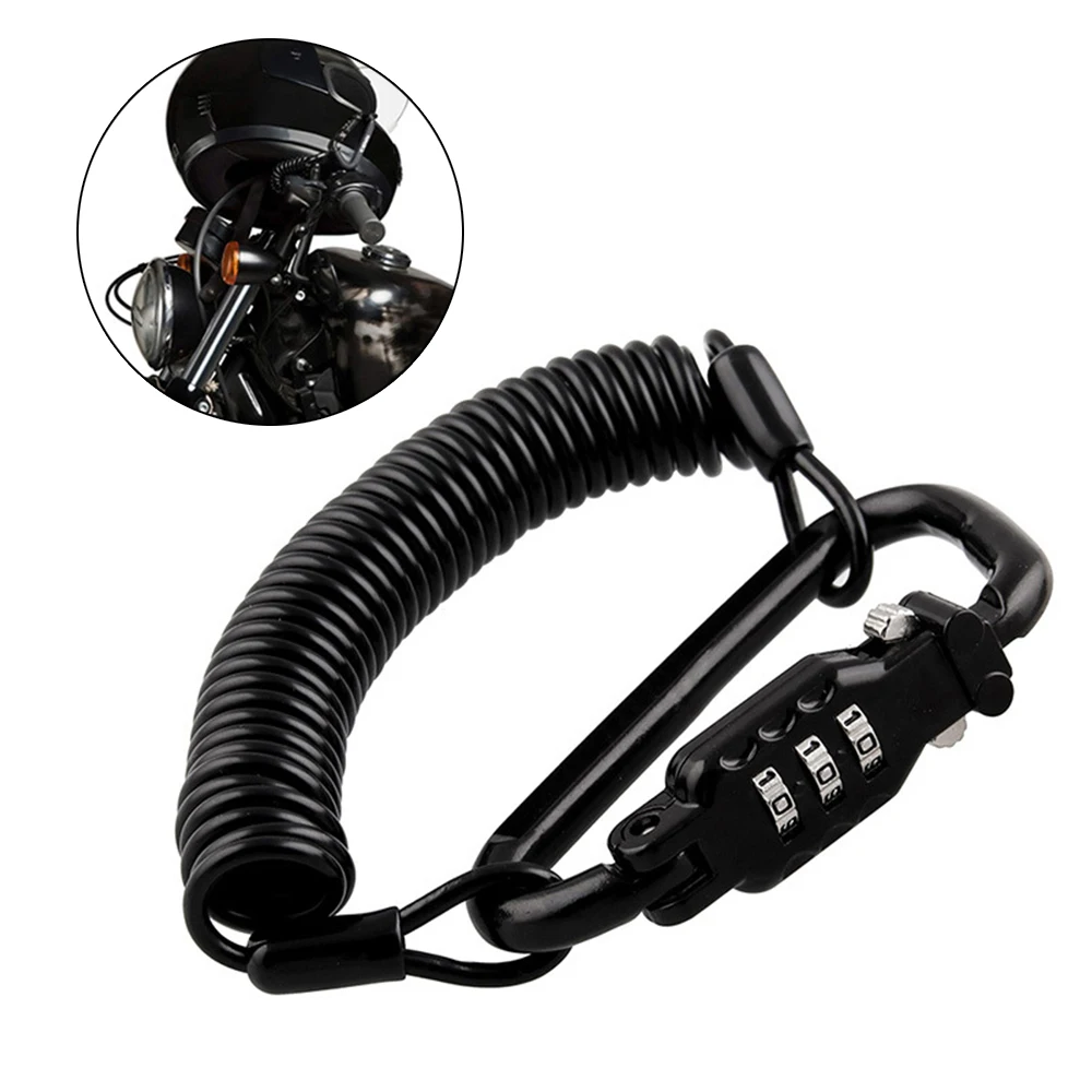 

Motorcycle Anti-theft Helmet Lock & Black Stand Tough Combination PIN Locking Carabiner Device
